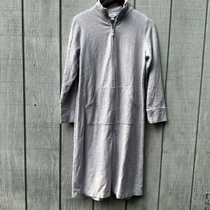 L.L.Bean Womens XS Petite Gray Full Zip Long Length Lounge Dress‎ Night Gown